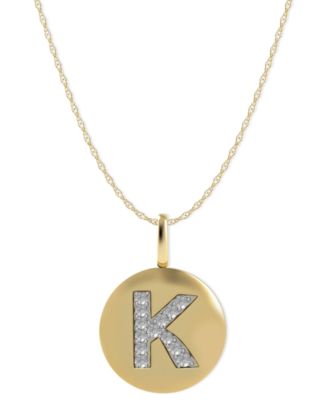 Macy's - 14k Gold Necklace, Diamond Accent Letter K Disk Pendant