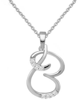 Macy's - Diamond Fancy Initial 18" Pendant Necklace (1/10 ct. t.w.) in Sterling Silver