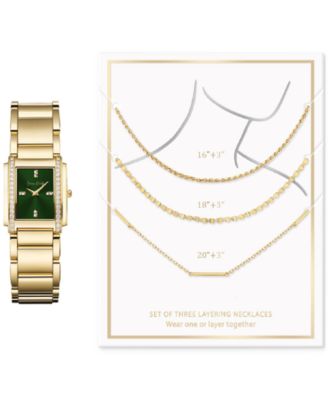 Jessica Carlyle - Women's Gold-Tone Bracelet Watch 25mm & 3-Pc. Necklace Gift Set