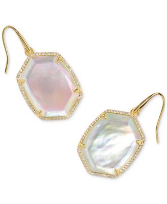 Kendra Scott - Gold-Tone Pav&eacute;-Framed Stone Drop Earrings