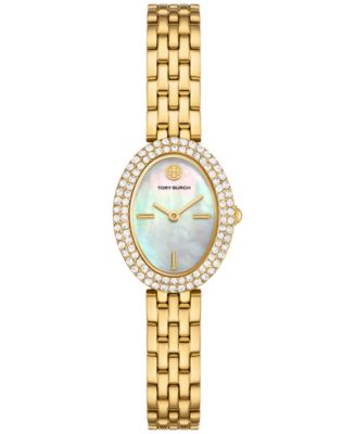 Tory Burch - Women's The Oval Gold-Tone Stainless Steel Bracelet Watch 28mm