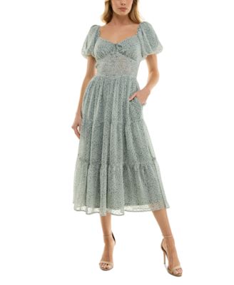 Trixxi - Juniors' Puff-Sleeve Midi Dress
