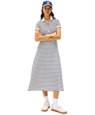 Tommy Jeans - Women's Striped Short-Sleeve Maxi Polo Dress