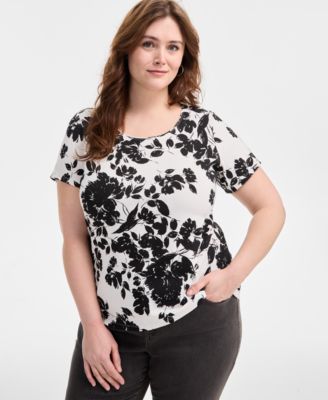 Style & Co - Plus Size Alice Floral Scoop-Neck T-Shirt