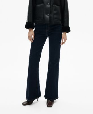 MANGO - Women's Mid Rise Rinse Wash Flare Jeans