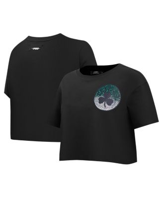 Pro Standard - Women's Black Boston Celtics Jewels Boxy Cropped T-Shirt