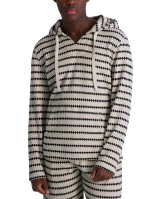 KARL LAGERFELD PARIS - Men's Relaxed Fit Long Sleeve Jacquard Striped Hoodie