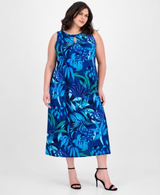 Connected - Plus Size Printed Sleeveless Maxi Dress