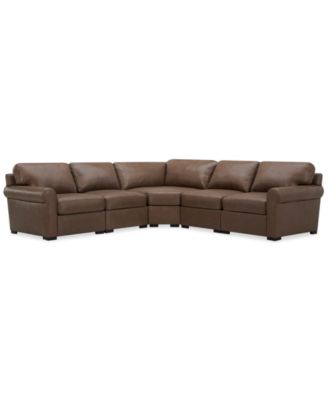 Furniture - Radley Roll Arm 113" 5-Pc. Leather Wedge Corner L Sectional