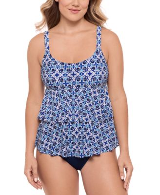 Swim Solutions - Women's High-Low Double-Tier One-Piece Swimsuit