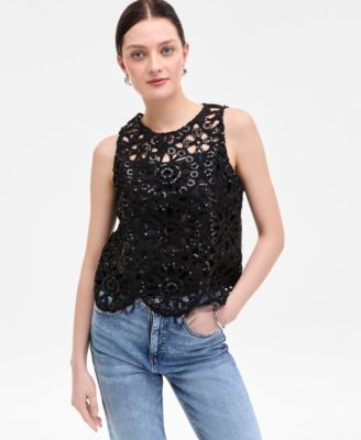On 34th - Women's Crochet Scallop-Hem Tank