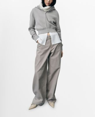 MANGO - Women's Zipper Wideleg Jeans