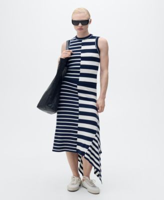 MANGO - Women's Asymmetrical Striped Knit Skirt