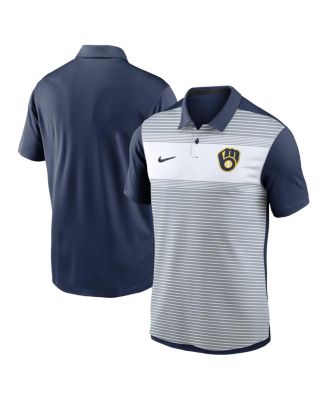 Nike - Men's White/Navy Milwaukee Brewers Vapor Striped Performance Polo