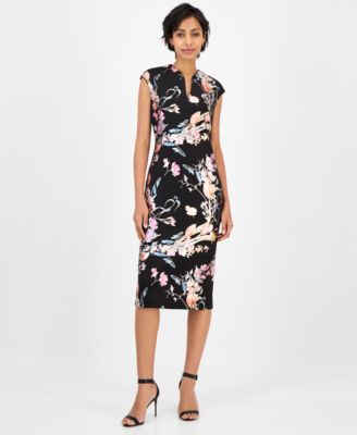 Connected - Petite Floral Scuba Crepe Sheath Dress