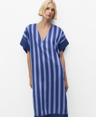 MANGO - Women's Two-Tone Striped Lyocell Woven Tunic
