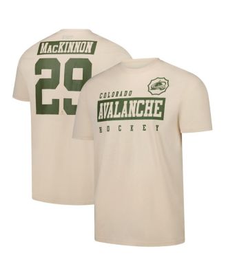 LevelWear - Men's Nathan MacKinnon Khaki Colorado Avalanche 2024 NHL Military Appreciation Richmond Delta Player Name Number T-Shirt