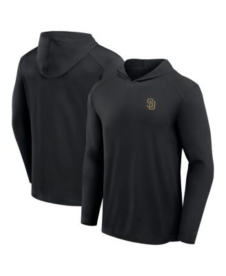 Fanatics - Men's Black San Diego Padres Front Office Power Mono Long Sleeve Hoodie T-Shirt