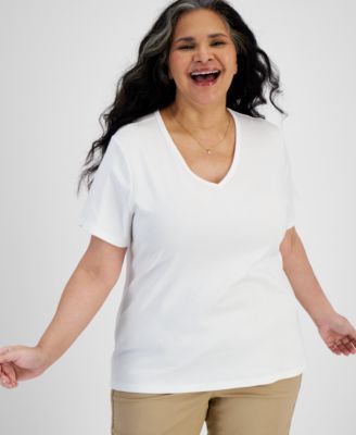 Style & Co - Plus Size V-Neck Short-Sleeve Knit Top