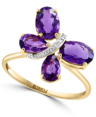 EFFY Collection - Amethyst (1-3/4 ct. t.w.) & Diamond Accent Butterfly Ring in 14k Gold