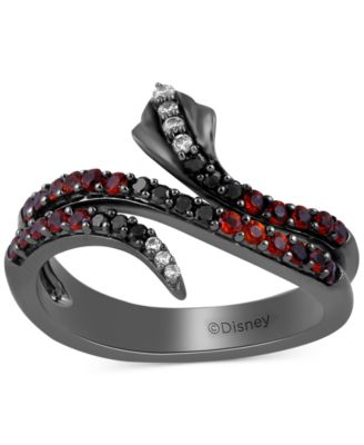 Disney Enchanted Vault - Multi-Stone Jafar Snake Ring in Black Rhodium-Plated Sterling Silver