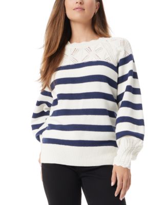 Sam Edelman - Women's Joy Novelty Yoke Striped Sweater