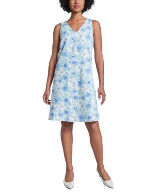 Jones New York - Petite Sleeveless Printed V-Neck Dress