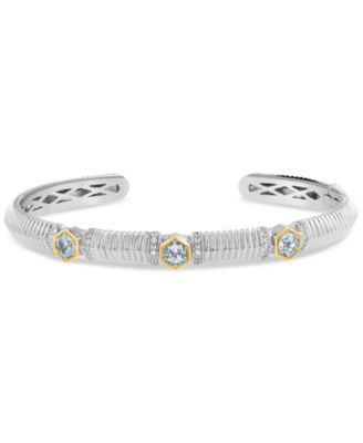 EFFY Collection - Sky Blue Topaz (1 ct. t.w.) & White Sapphire (1/10 ct. t.w.) Cuff Bracelet in Sterling Silver & 18k Gold (Also in Citrine)