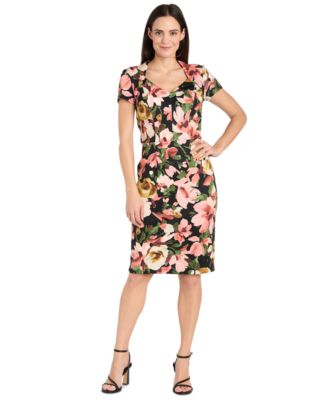 R & M Richards - Petite Floral-Print Short-Sleeve Dress