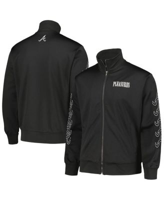PLEASURES - Men's Black Atlanta Braves Pitcher Full-Zip Track Jacket