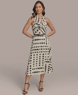 Donna Karan New York - Women's Polka-Dot Belted A-Line Dress