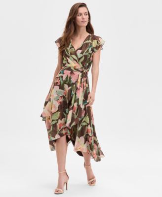 Adrianna Papell - Women's Floral High-Low Midi Dress
