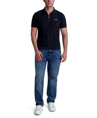 KARL LAGERFELD PARIS - Men's Cotton Short-Sleeve Quarter-Zip Sweater