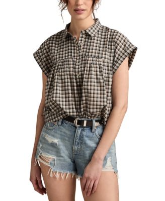 Lucky Brand - Women's Cotton Pintuck Button-Front Top