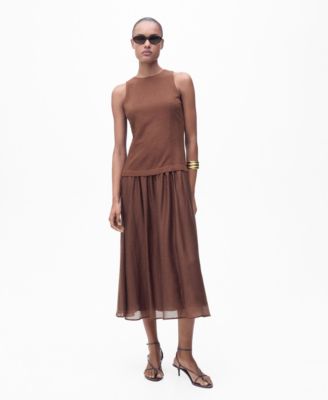 MANGO - Women's Combined Fabric Midi Dress