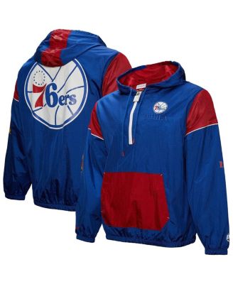 Mitchell & Ness - Men's and Women's Royal Philadelphia 76ers Hardwood Classics Team OG 3.0 Anorak Half-Zip Windbreaker Jacket