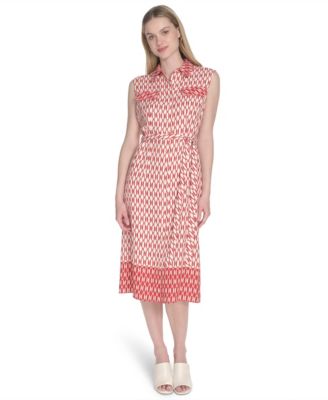 Calvin Klein - Women's Collared Sleeveless Midi Dress