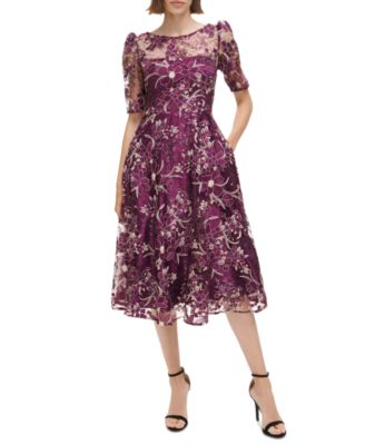 Eliza J - Embroidered Sequin Midi Dress
