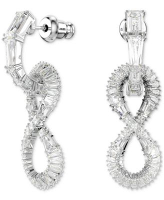 Swarovski - Rhodium-Plated Mixed Crystal Infinity Charm Hoop Earrings