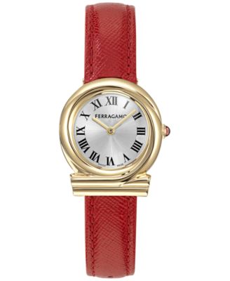 Ferragamo - Women's Gancini Twisted Red Leather Strap Watch 28mm