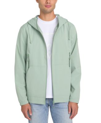 GUESS - Men's Water Resistant Tech Stretch Hooded Windbreaker