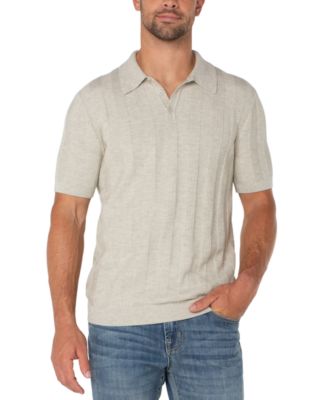 Liverpool Los Angeles - Men's Kingston Slim Fit Short Sleeve Textured Stripe Polo Sweater