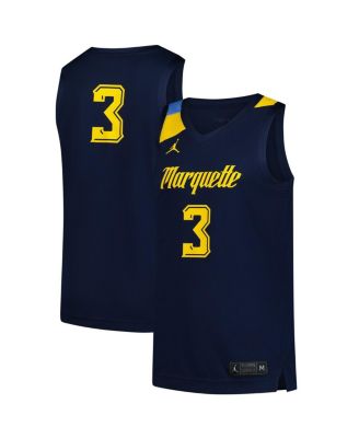 Jordan - Men's 3 Navy Marquette Golden Eagles Replica Basketball Jersey