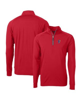 Cutter & Buck - Men's Red Kansas Jayhawks Adapt Eco Knit Stretch Quarter-Zip Pullover Top