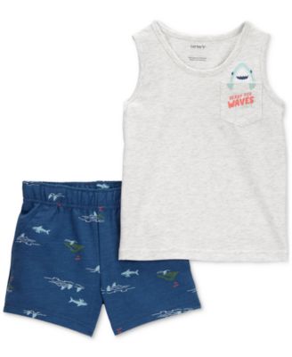 Carter's - Toddler Boys Shark Tank Top & Printed Shorts, 2 Piece Set