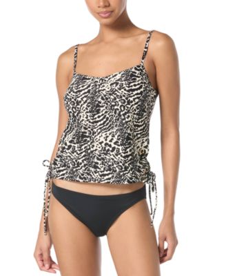 Michael Kors - Women's Printed Side-Ruched Tankini Top
