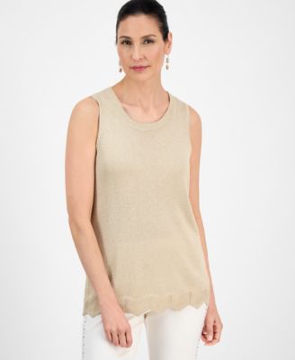 JM Collection - Petite Shine Novelty Sweater Tank Top