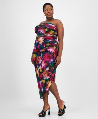 Emerald Sundae - Trendy Plus Size Strapless Midi Bodycon Dress