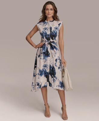 Donna Karan New York - Women's Printed Tie-Front Dress
