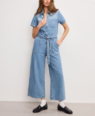 Good American - Women's Fit For Success Denim Cropped Jumpsuit